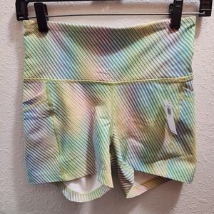 Old Navy Powersoft Active High Rise Bikeshort 3" Inseam Pastel Rainbow Stripe M